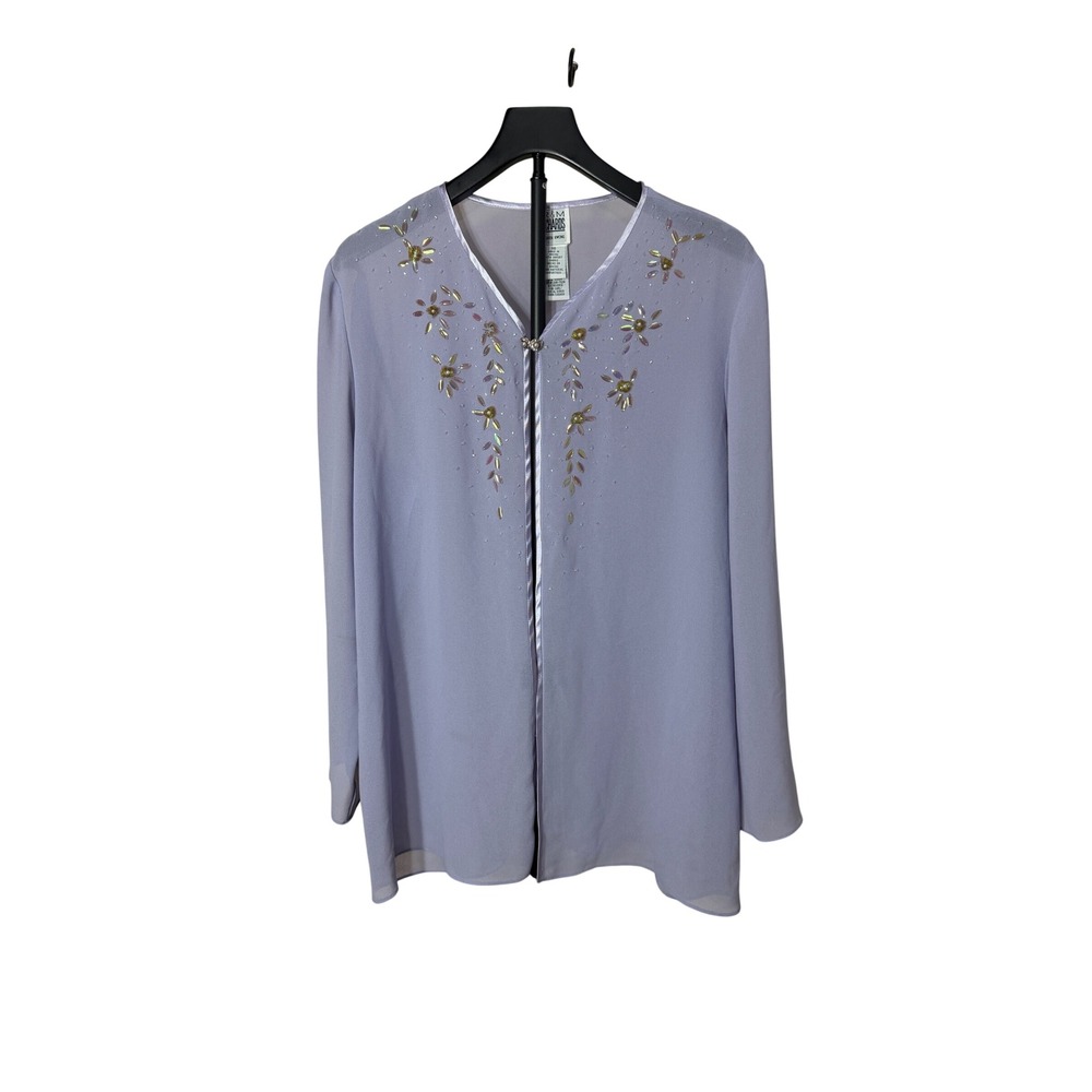 R&M Richards Karen Kwong Lavender Beaded Sheer Evening Jacket Size 16 Formal
